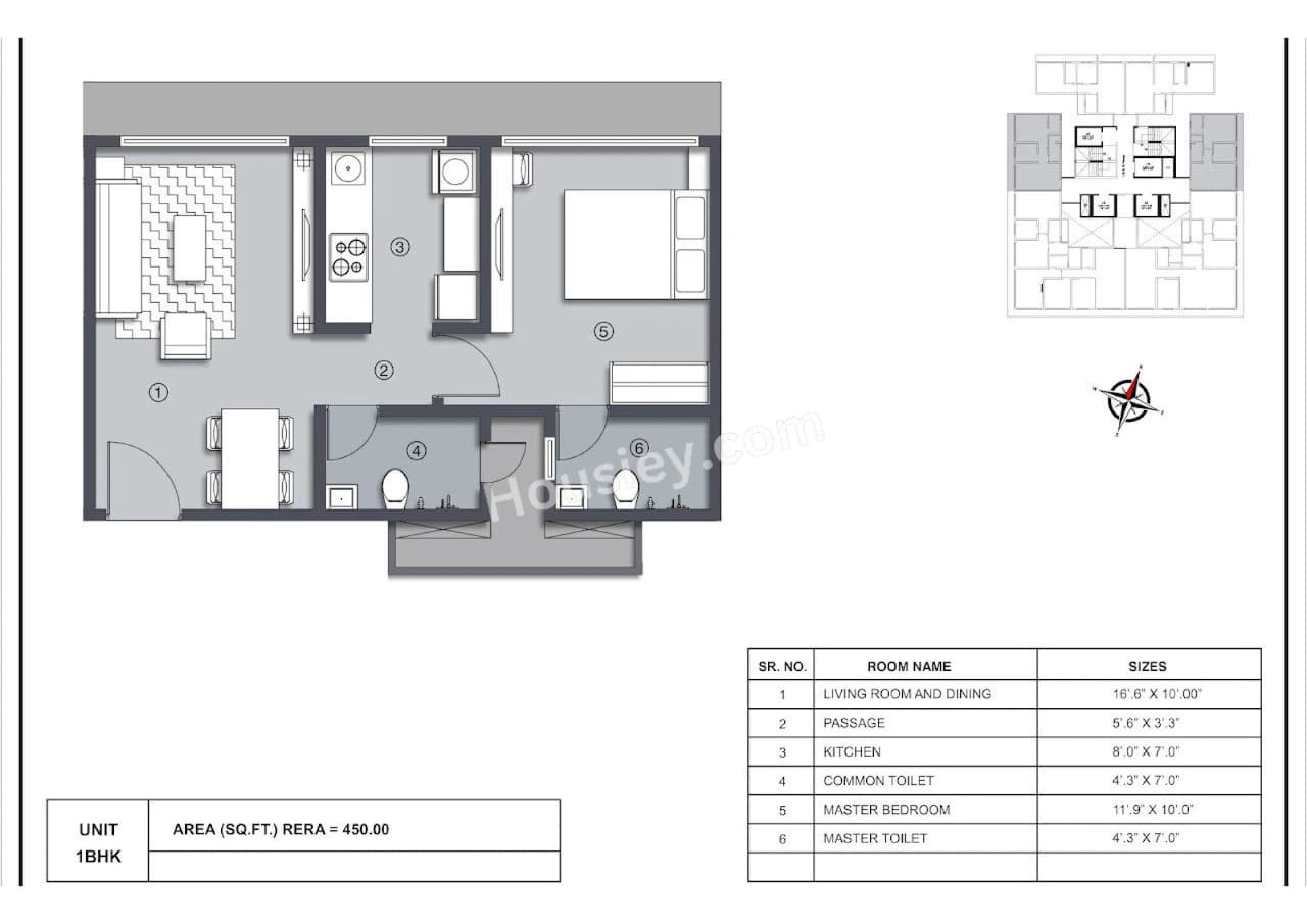 Unit plan - 450 sq.ft.