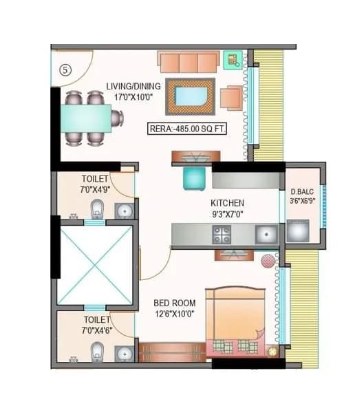 Unit plan - 485 sq.ft.