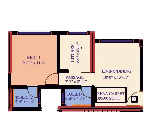 Unit plan - 395 sq.ft.