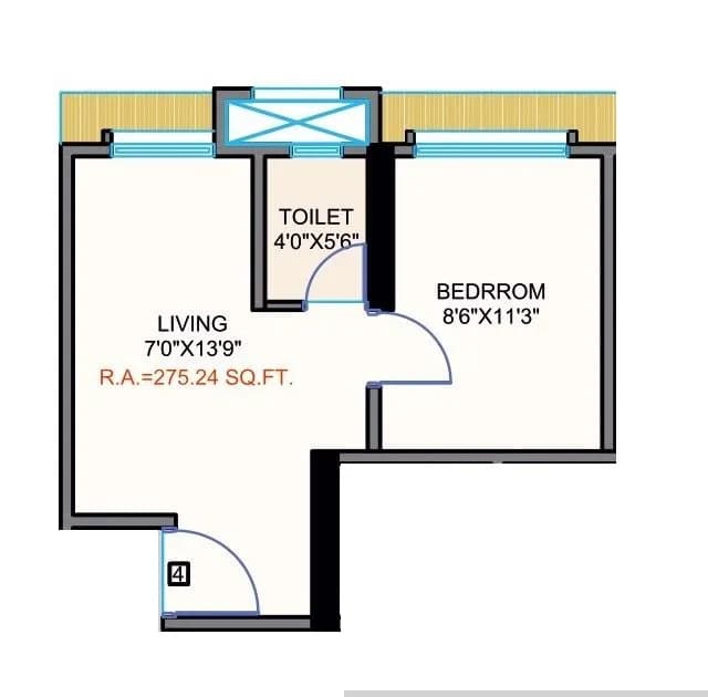 Unit plan - 275 sq.ft.