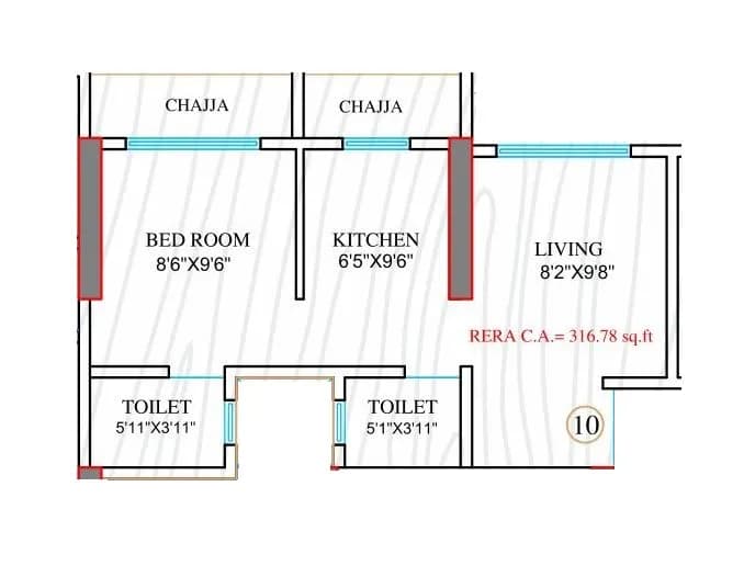 Unit plan - 317 sq.ft.