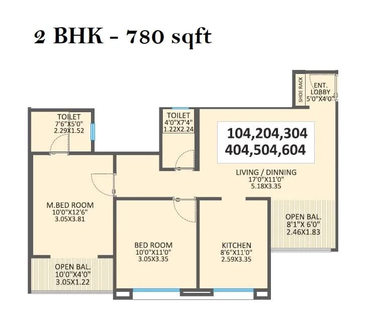 Unit plan - 780 sq.ft.
