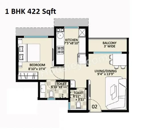 Unit plan - 422 sq.ft.