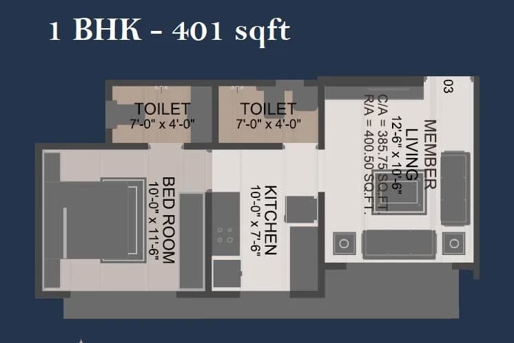 Unit plan - 401 sq.ft.