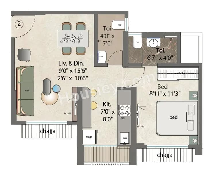 Unit plan - 418 sq.ft.