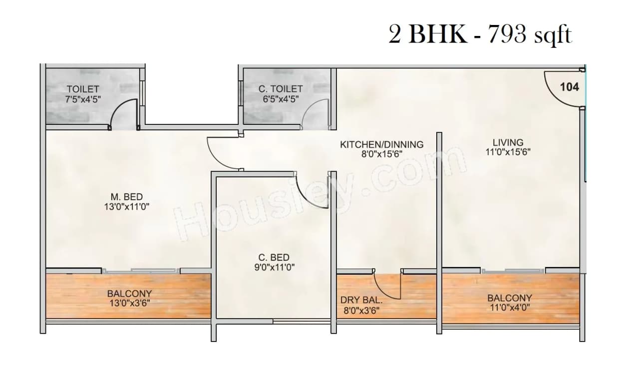 Unit plan - 793 sq.ft.