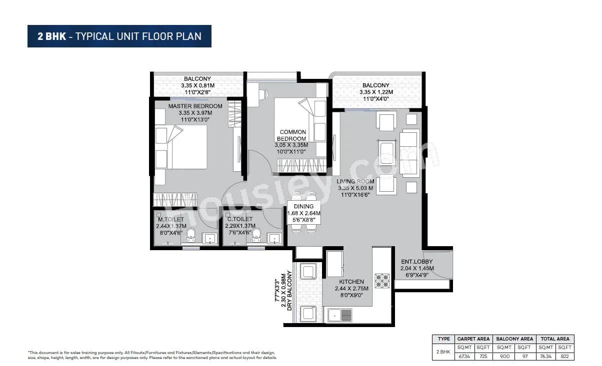 Unit plan - 822 sq.ft.