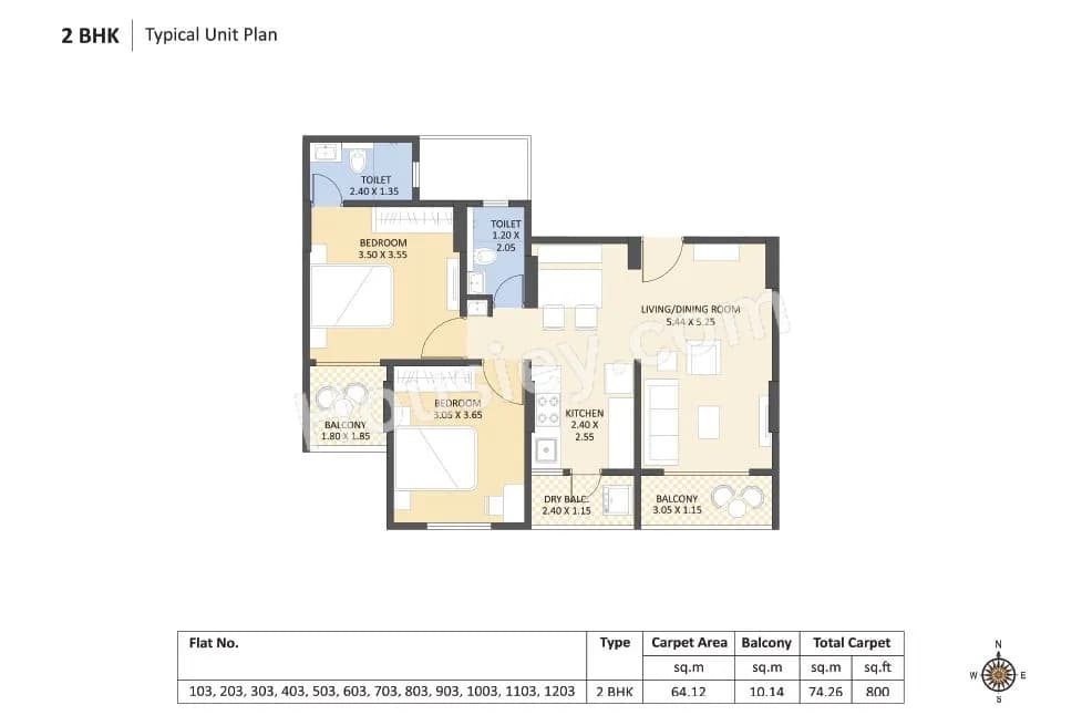 Unit plan - 800 sq.ft.