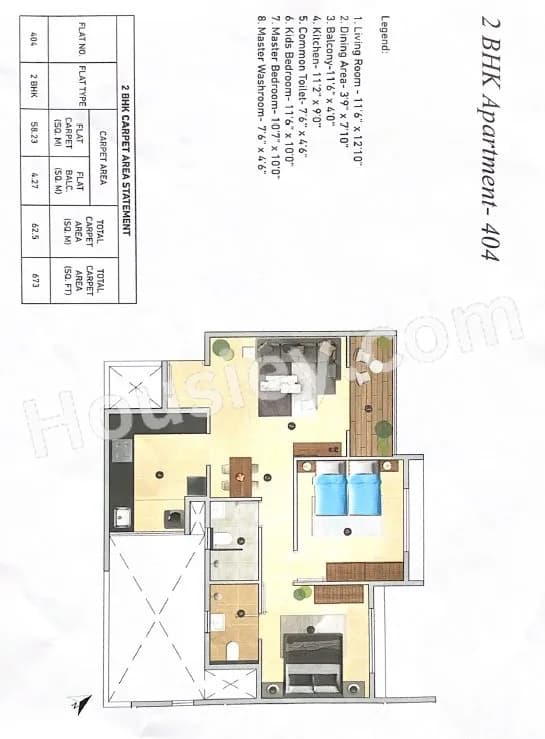 Unit plan - 673 sq.ft.
