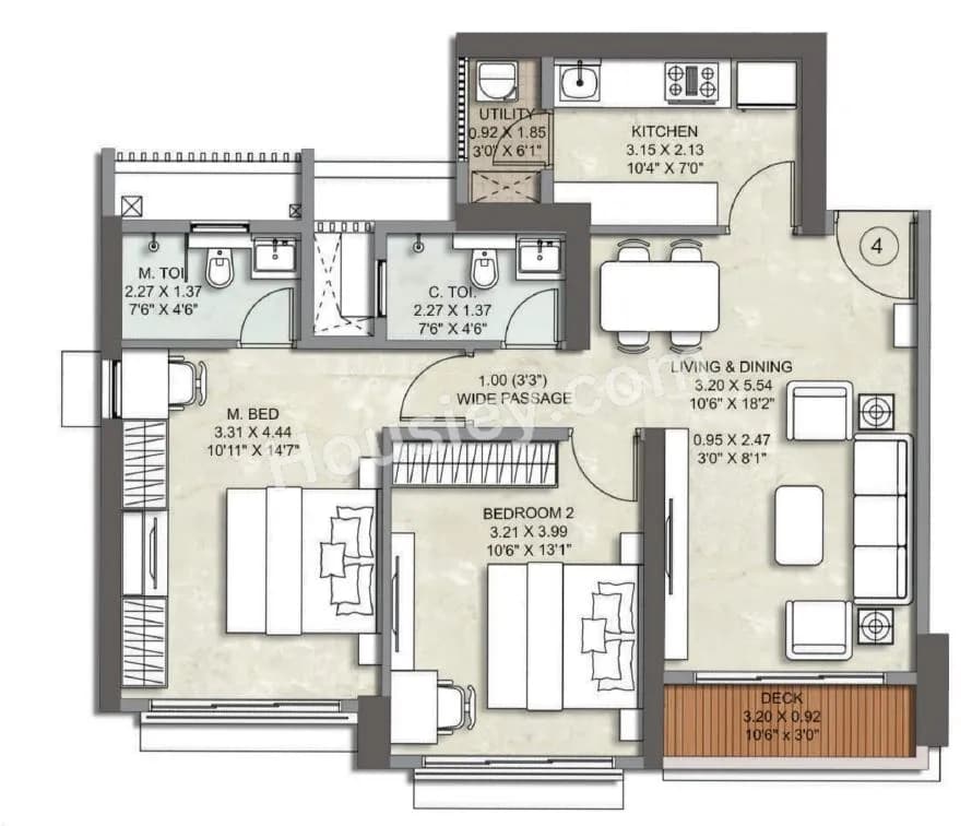 Unit plan - 781 sq.ft.