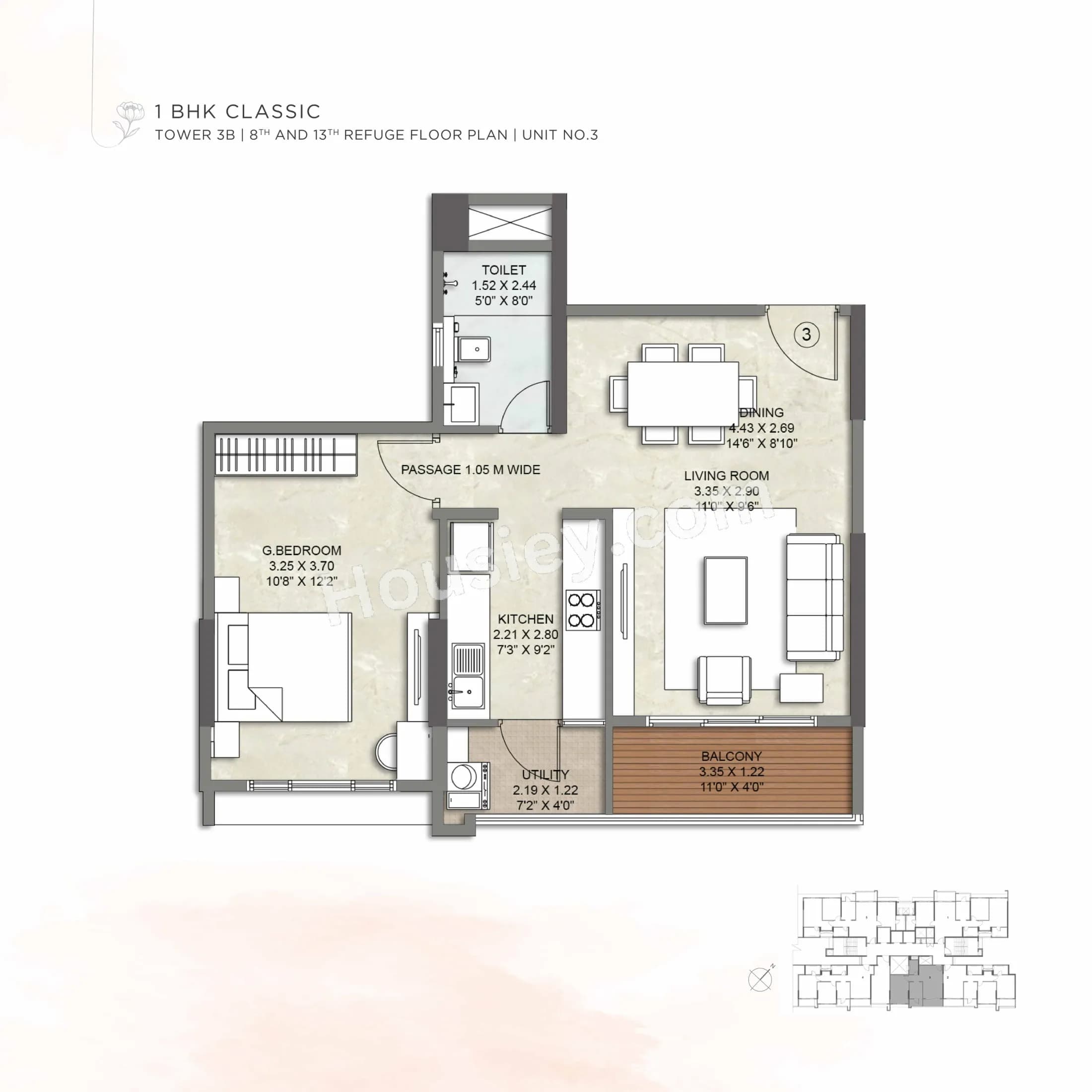 Unit plan - 659 sq.ft.