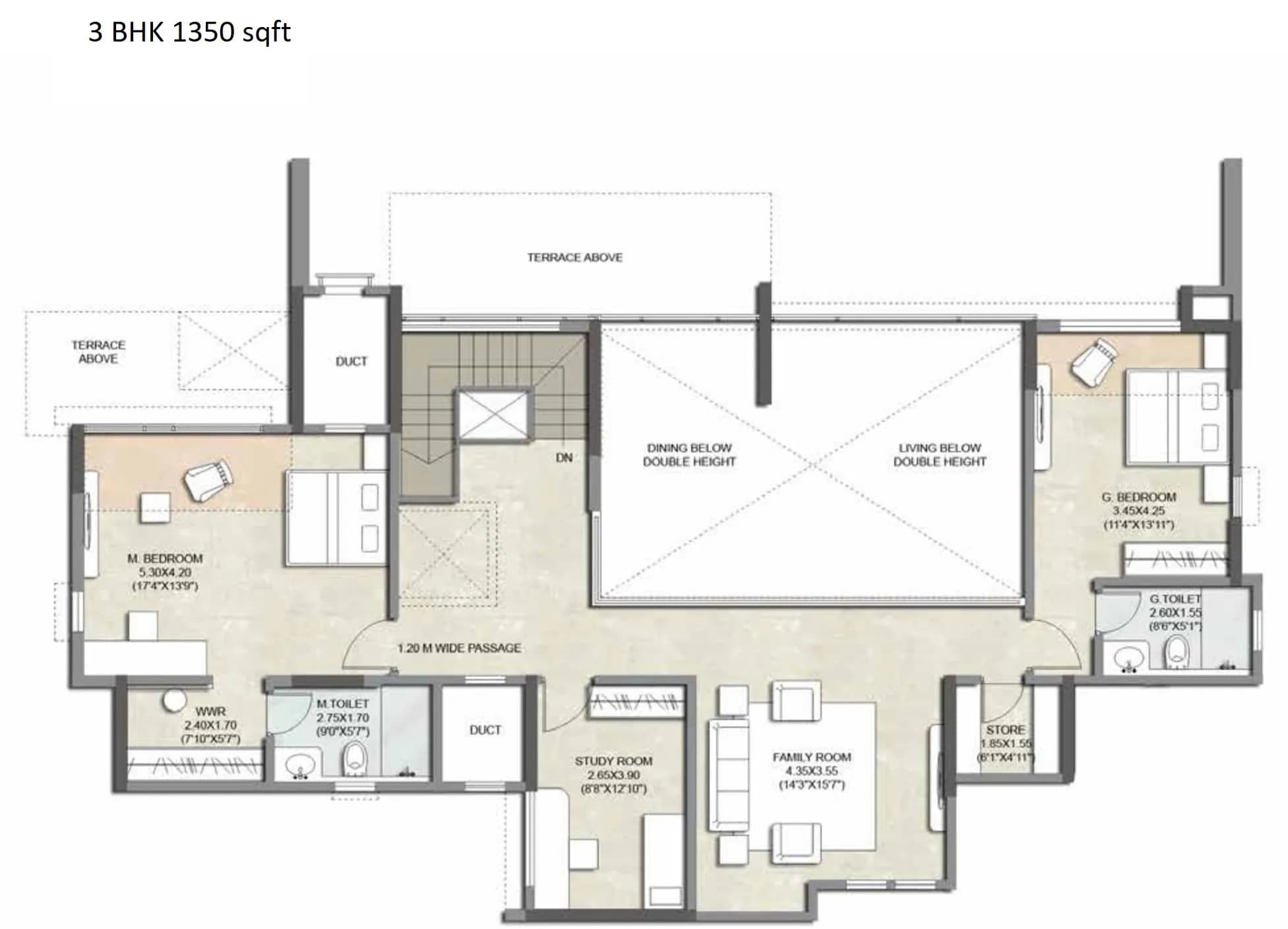 Unit plan - 1350 sq.ft.