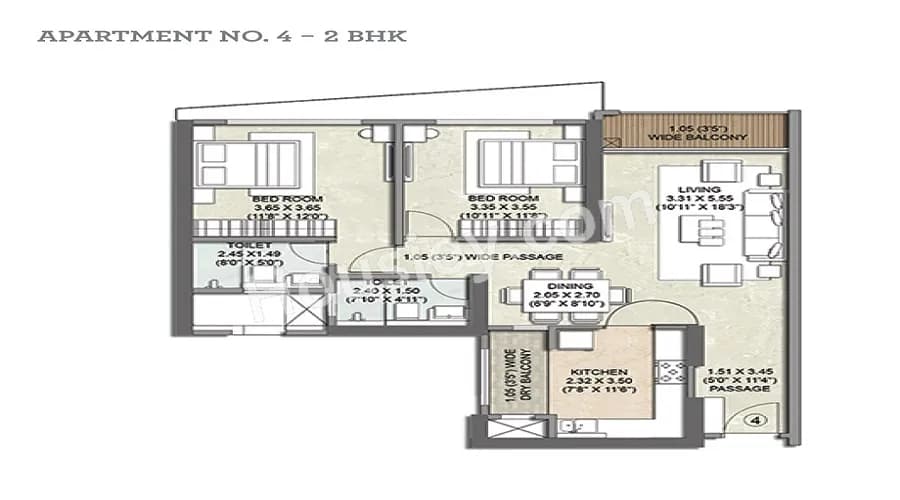 Unit plan - 906 sq.ft.