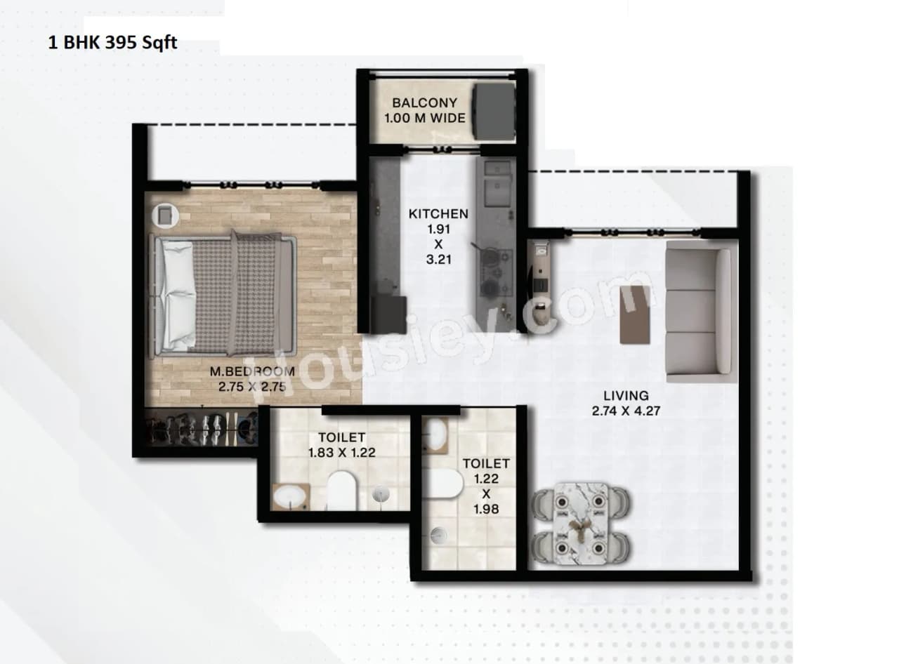 Unit plan - 395 sq.ft.