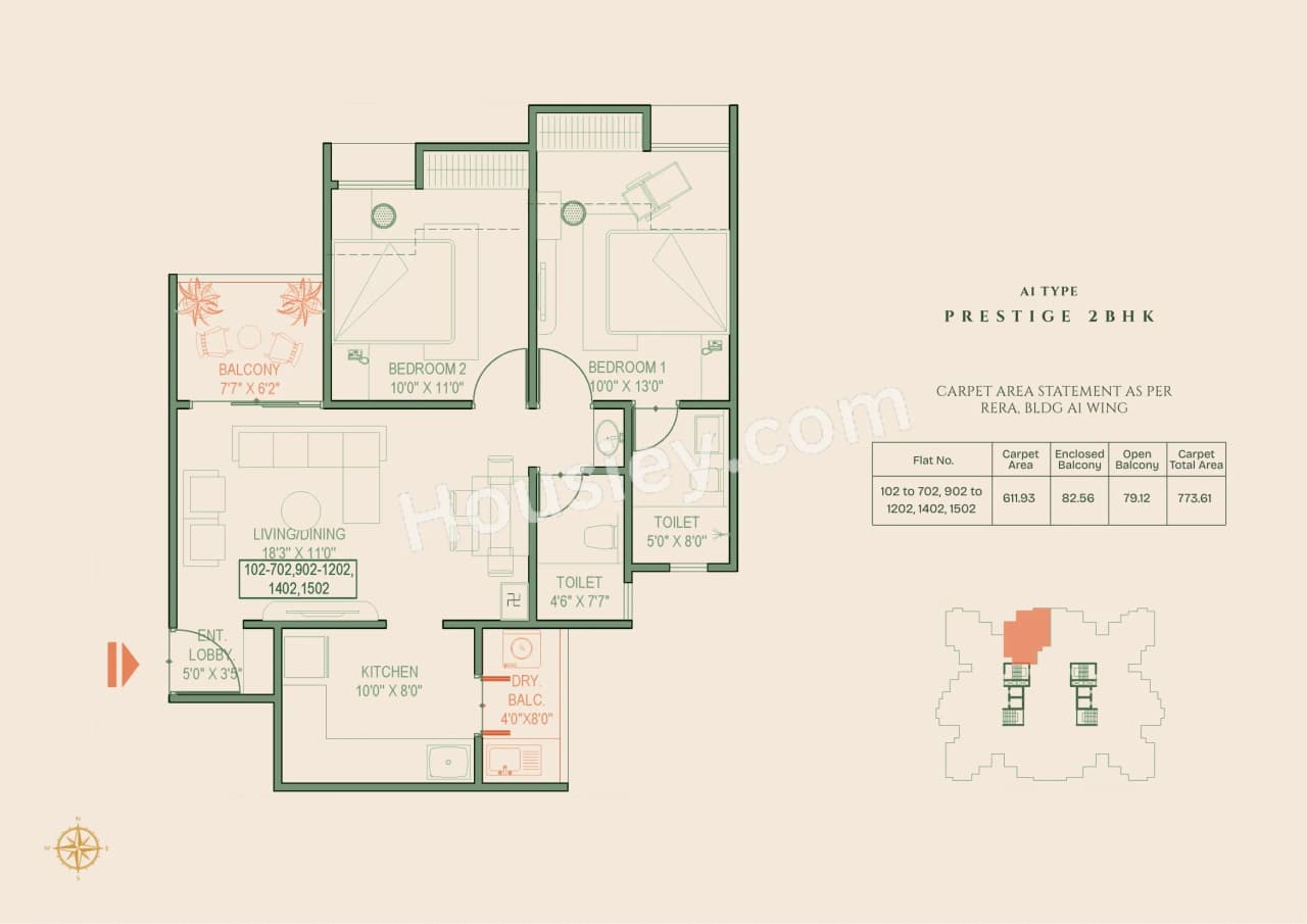 Unit plan - 773 sq.ft.