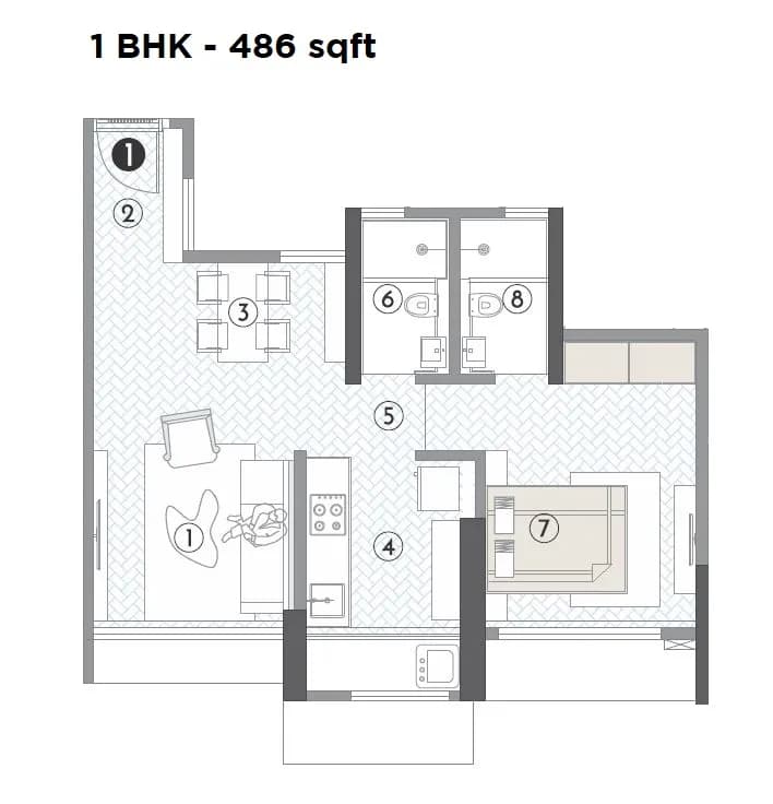 Unit plan - 486 sq.ft.