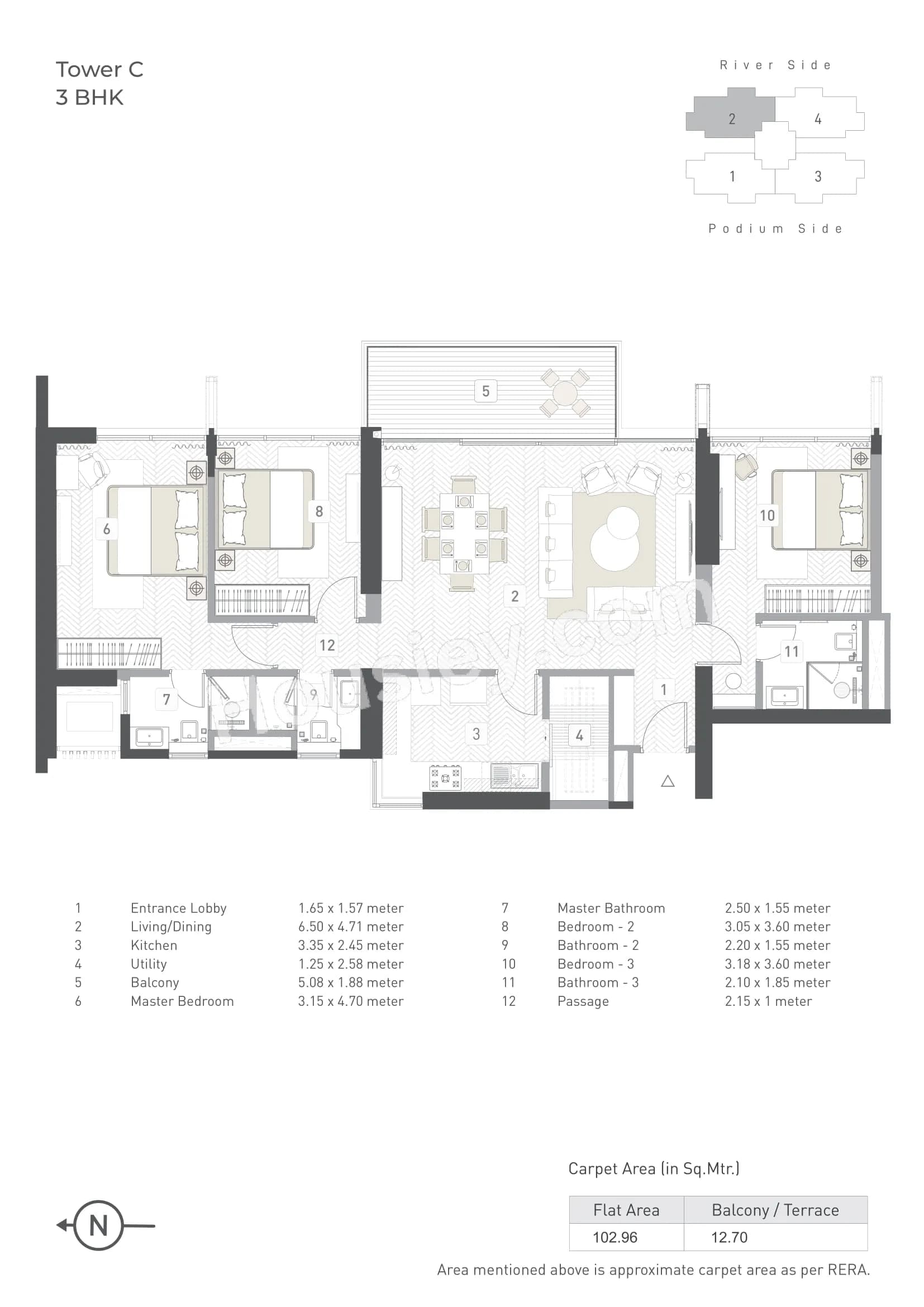 Unit plan - 1246 sq.ft.