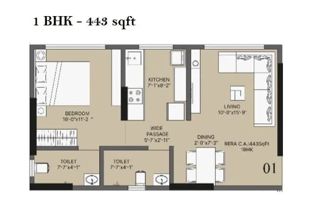 Unit plan - 443 sq.ft.