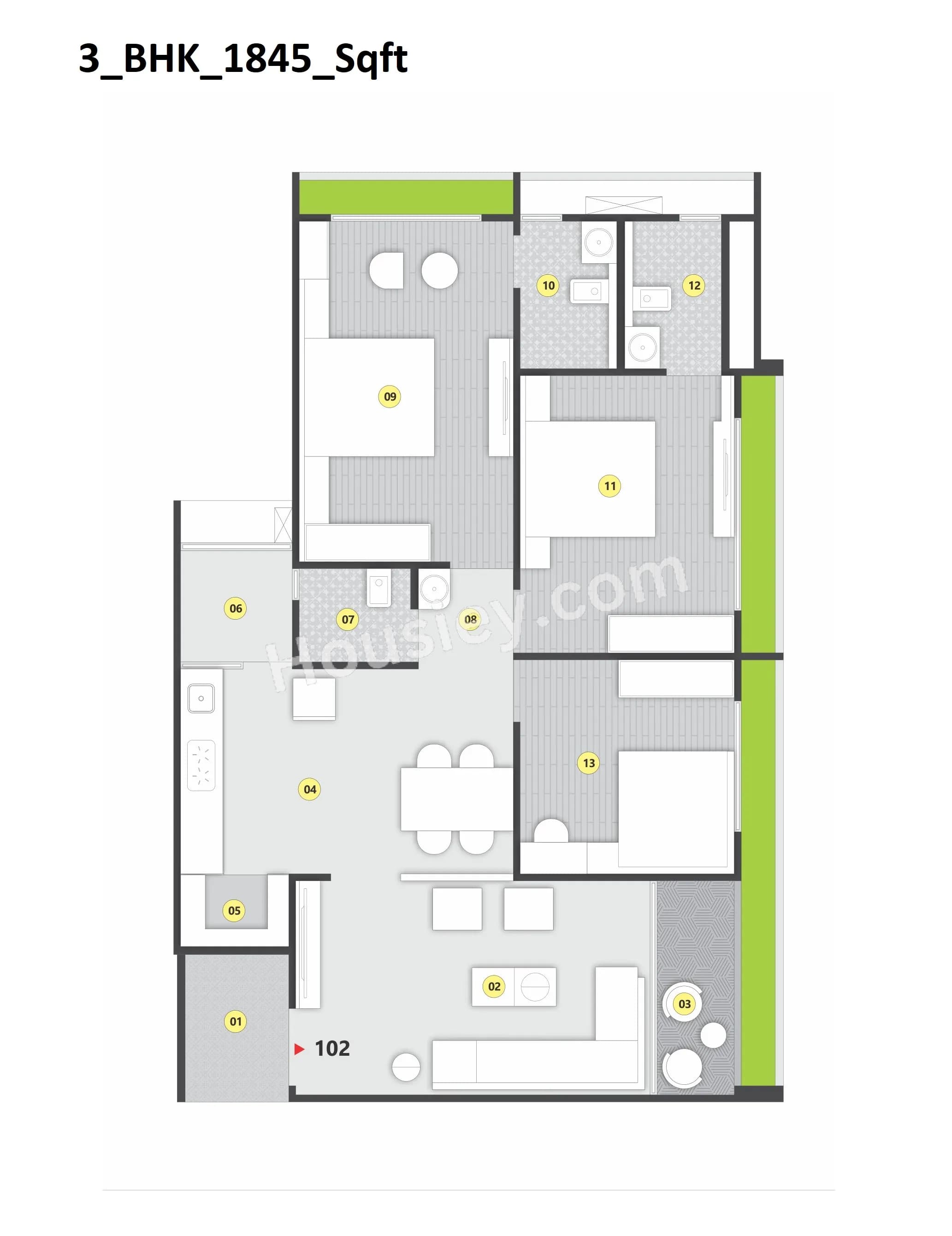 Unit plan - 1014 sq.ft.