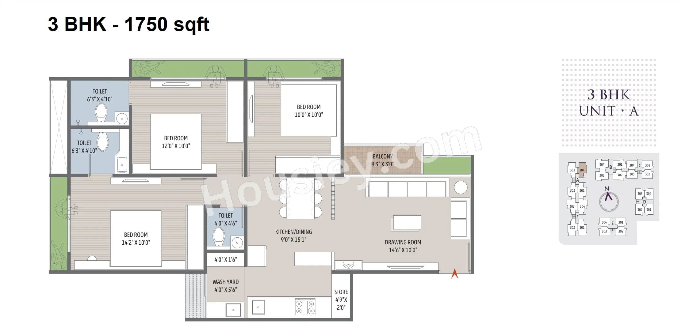 Unit plan - 1750 sq.ft.