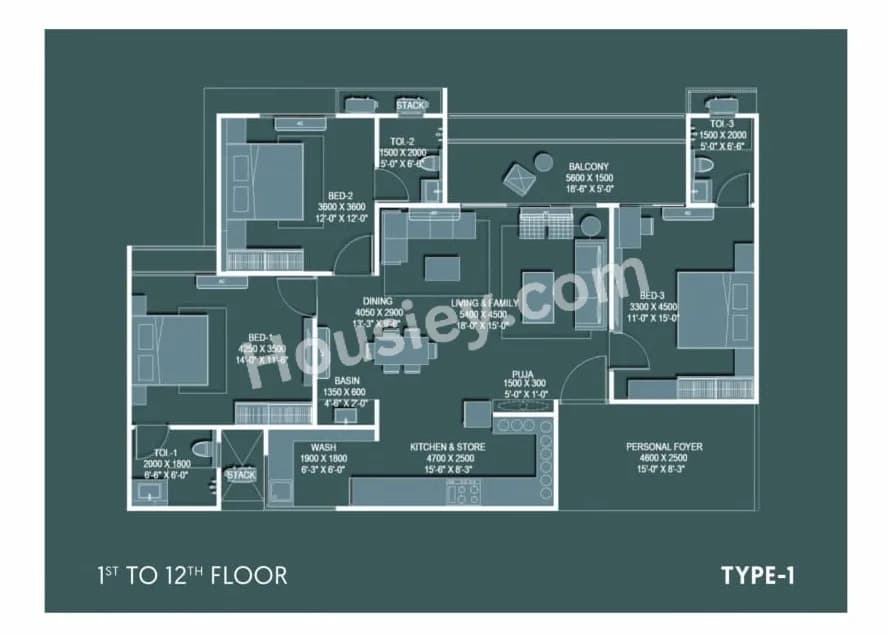 Unit plan - 1156 sq.ft.