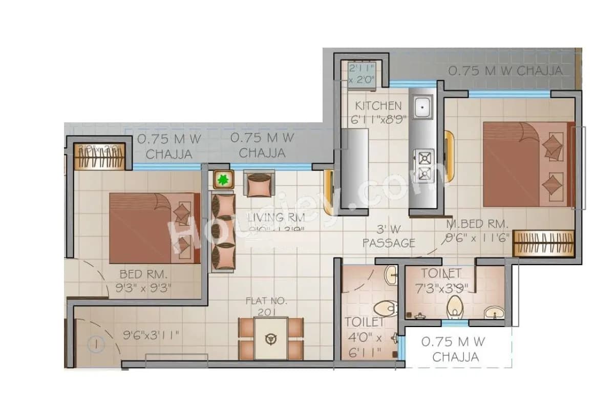 Unit plan - 399 sq.ft.