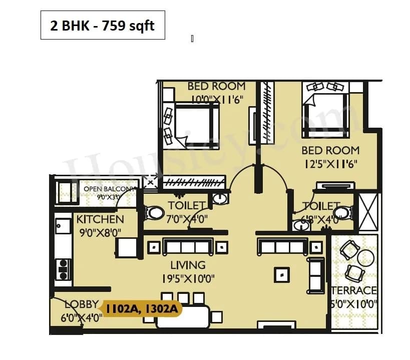 Unit plan - 759 sq.ft.