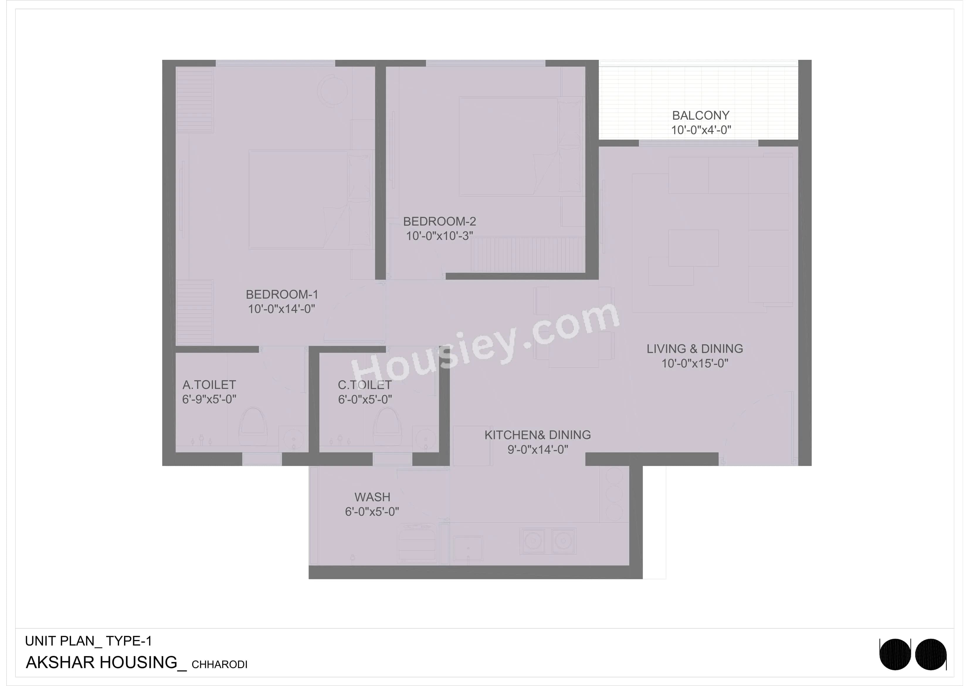 Unit plan - 728 sq.ft.