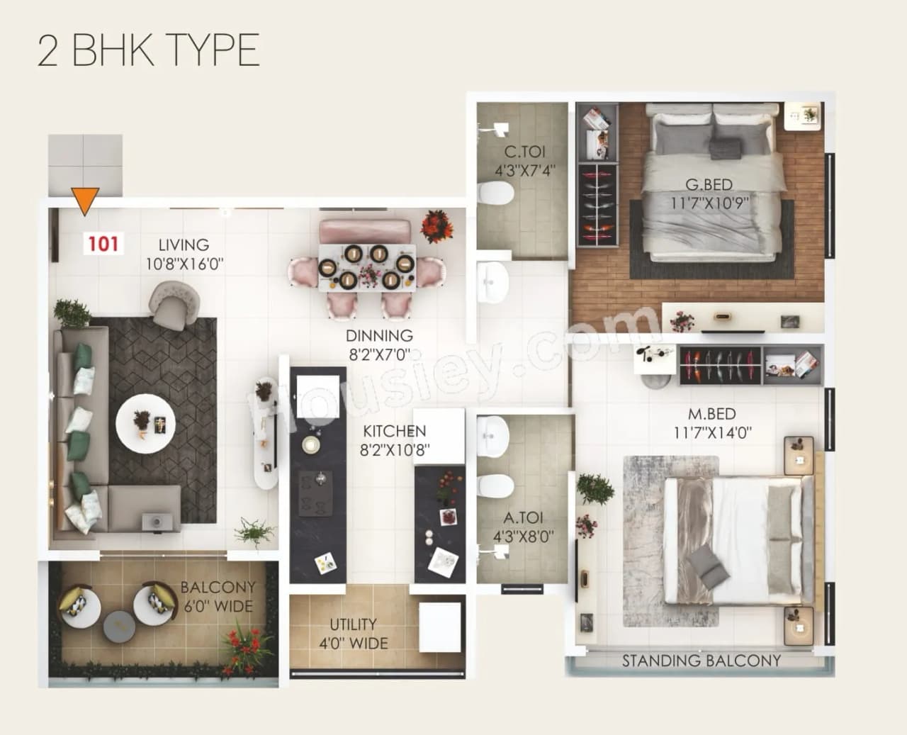 Unit plan - 850 sq.ft.