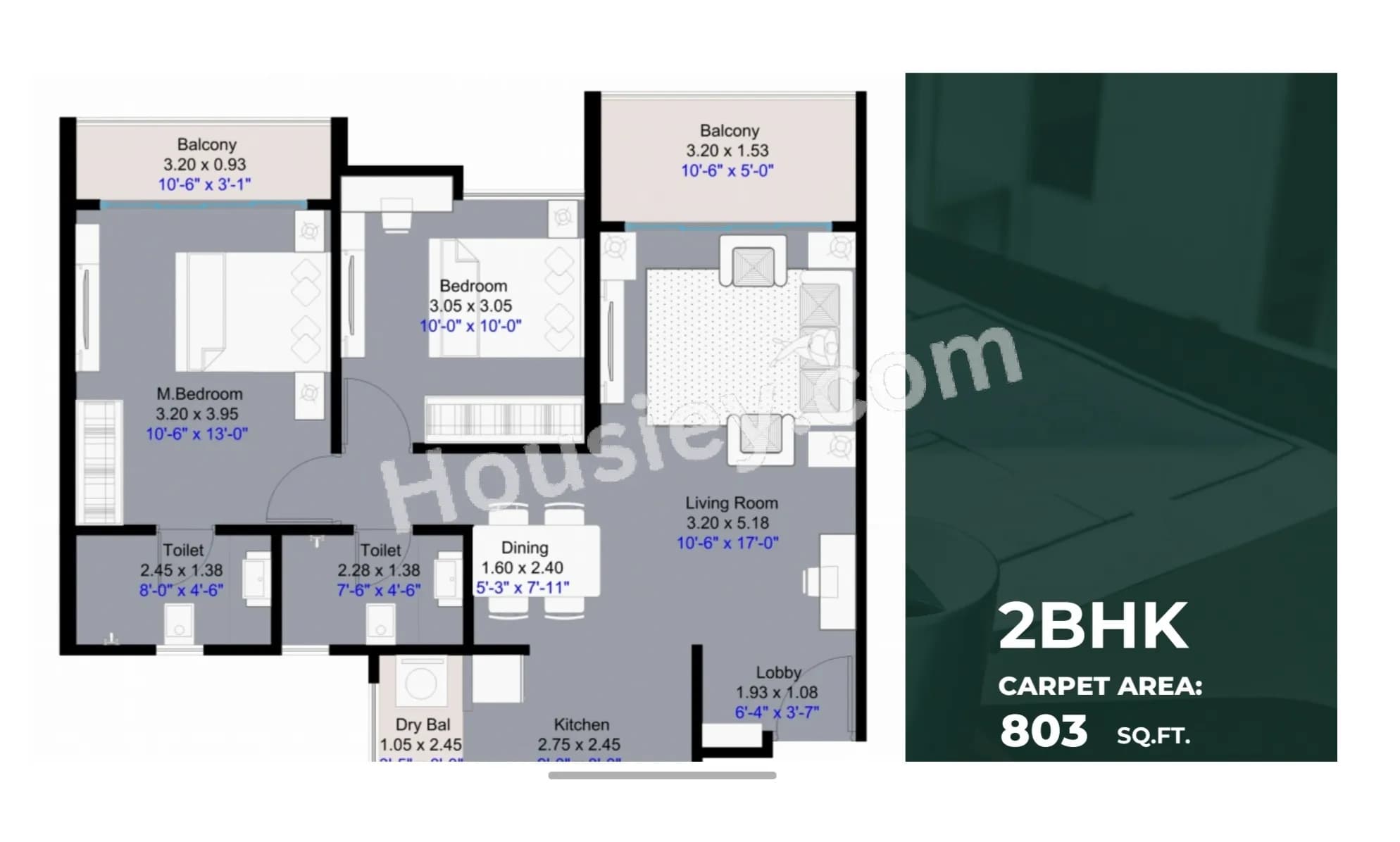 Unit plan - 803 sq.ft.