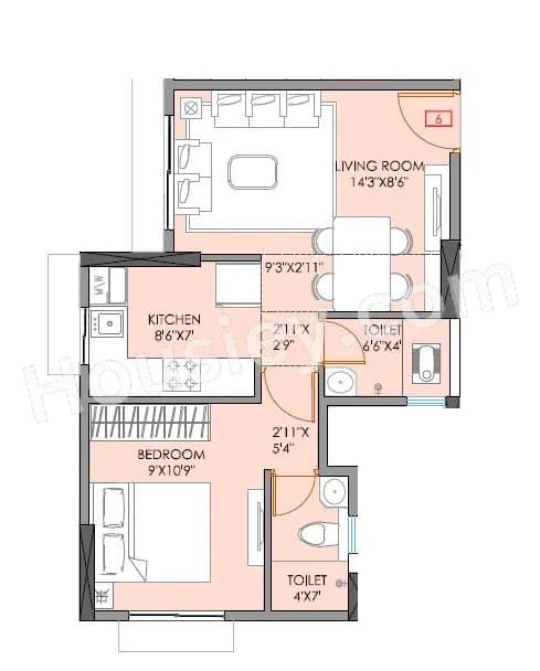 Unit plan - 398 sq.ft.