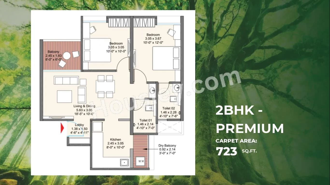 Unit plan - 723 sq.ft.