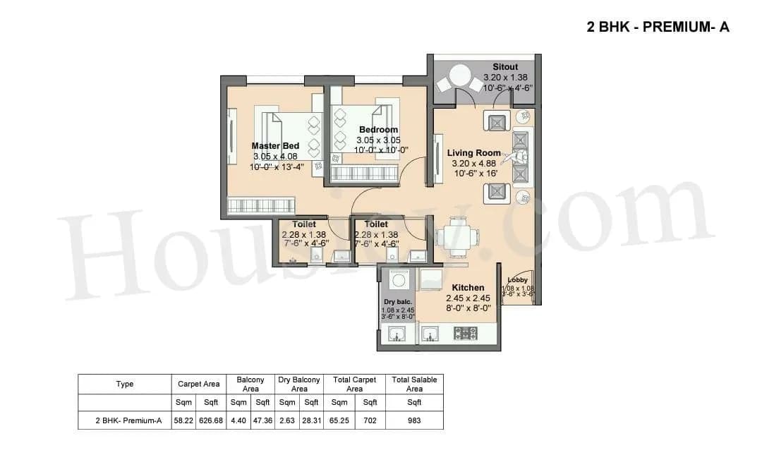 Unit plan - 702 sq.ft.