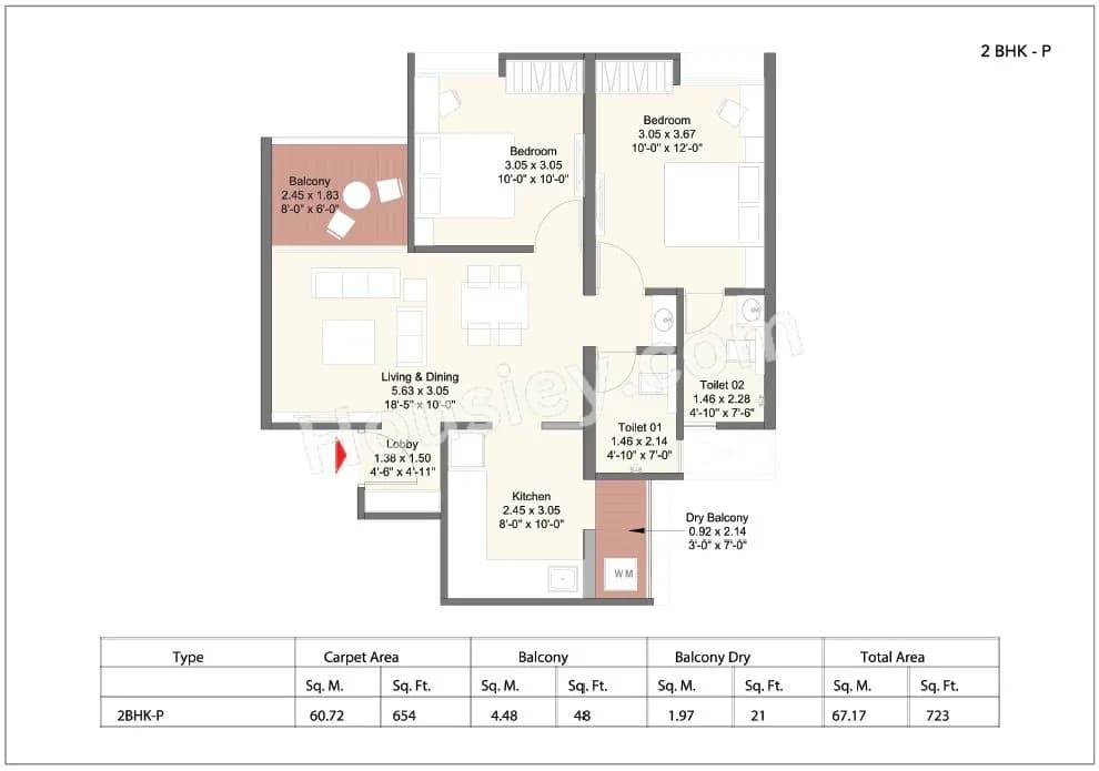 Unit plan - 723 sq.ft.