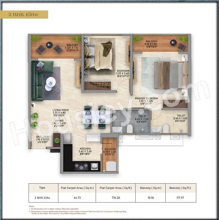 Unit plan - 836 sq.ft.