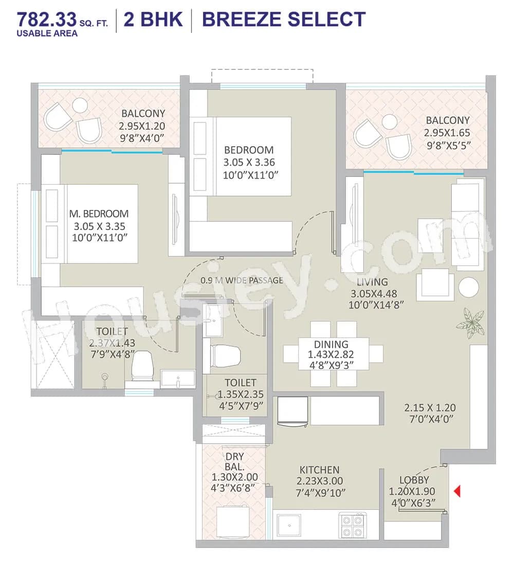 Unit plan - 782 sq.ft.