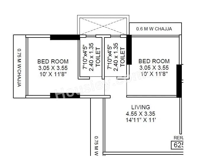 Unit plan - 625 sq.ft.