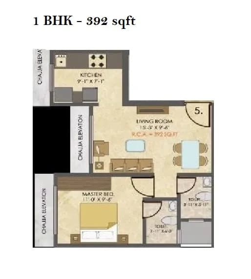 Unit plan - 392 sq.ft.