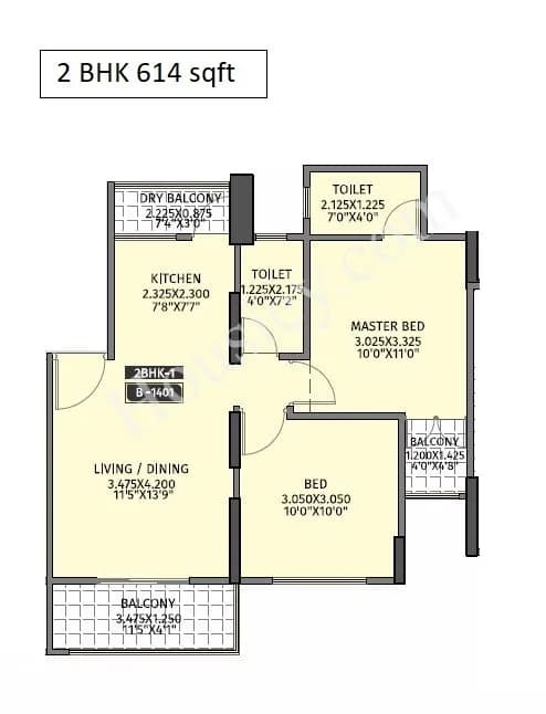Unit plan - 614 sq.ft.