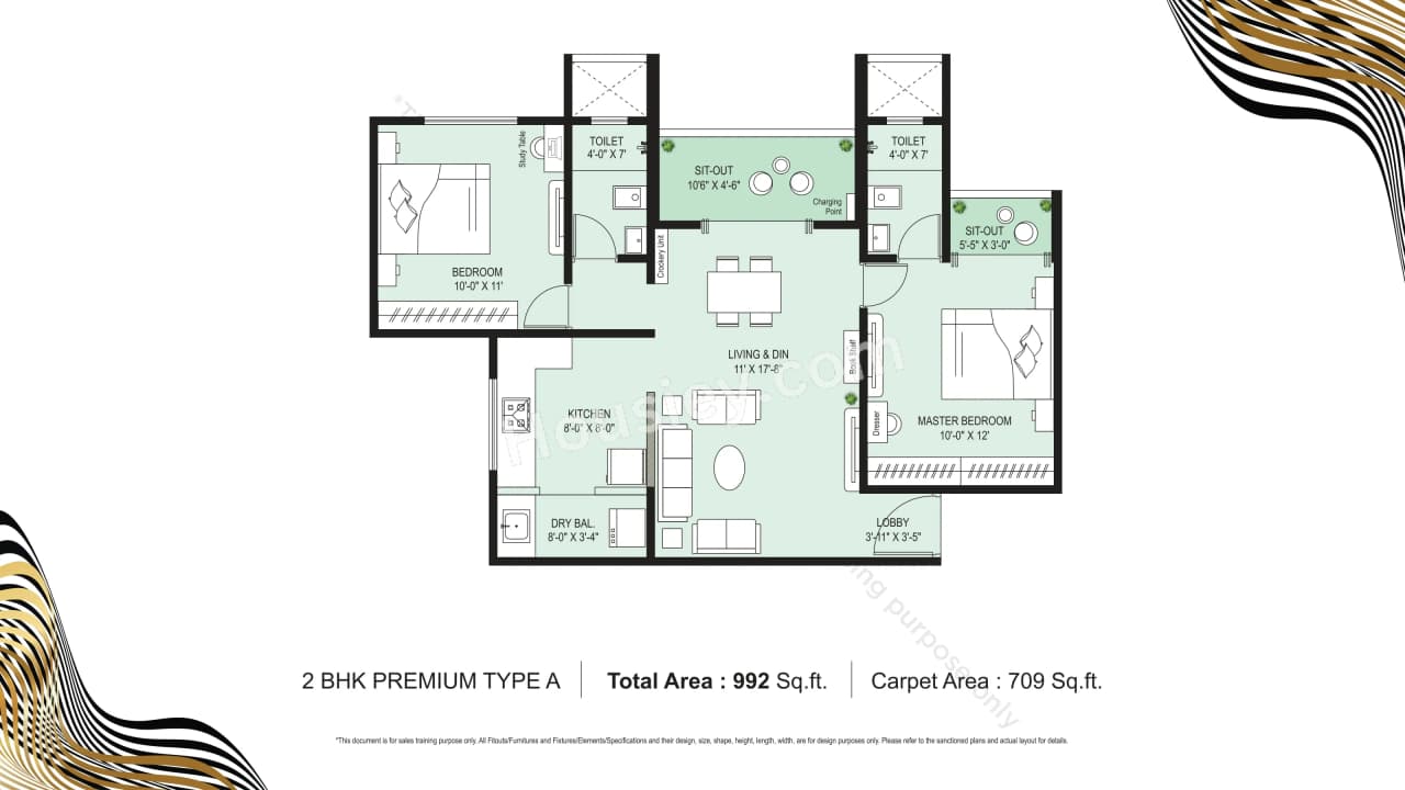 Unit plan - 709 sq.ft.