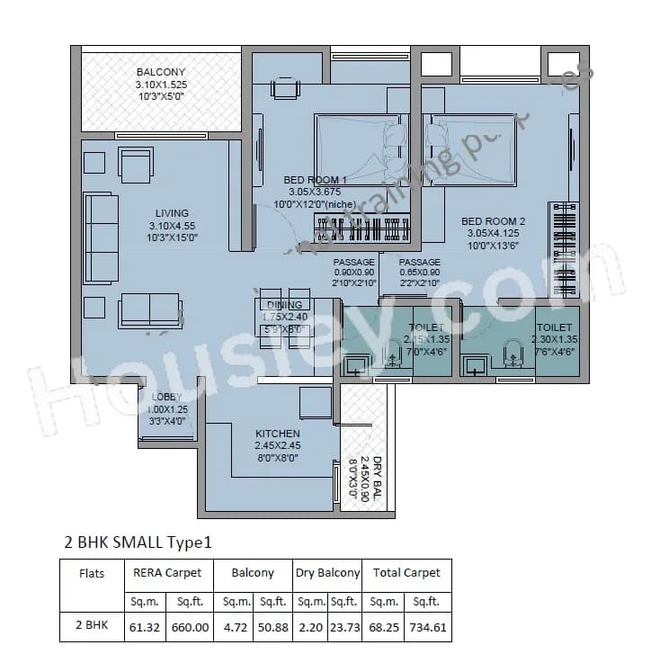 Unit plan - 735 sq.ft.