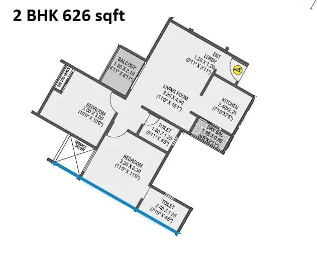 Unit plan - 636 sq.ft.