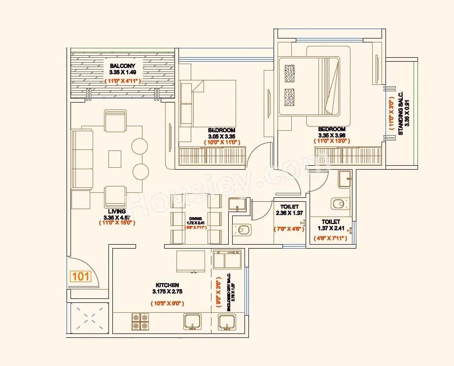Unit plan - 830 sq.ft.