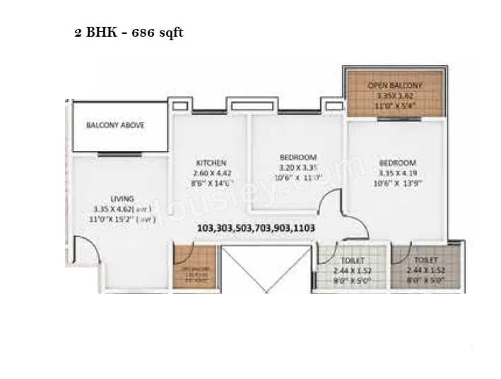 Unit plan - 686 sq.ft.