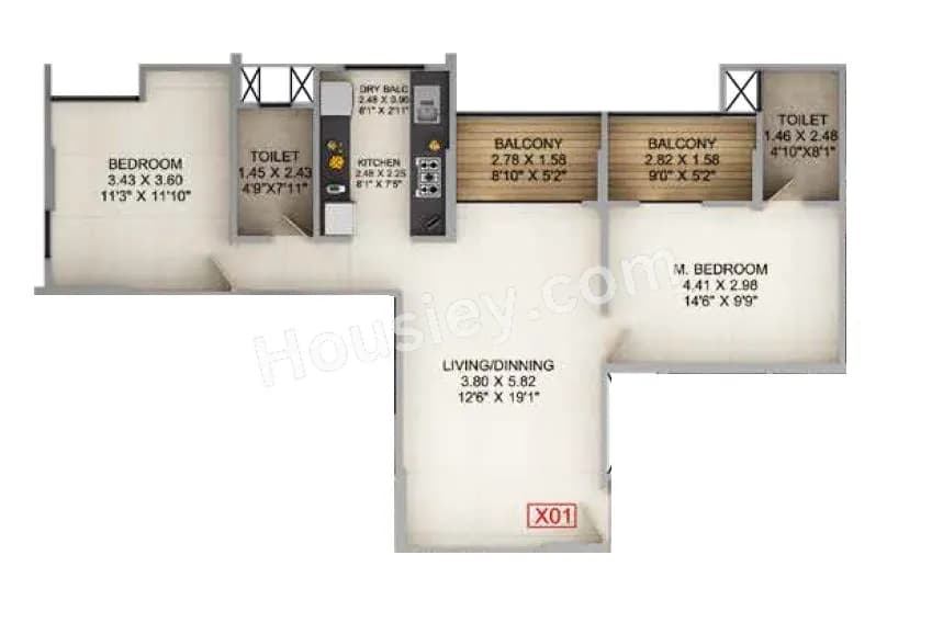Unit plan - 844 sq.ft.