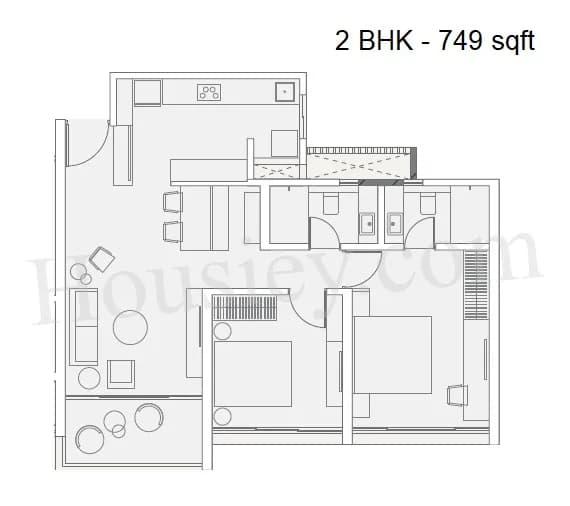 Unit plan - 749 sq.ft.