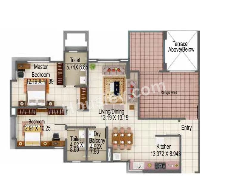 Unit plan - 974 sq.ft.