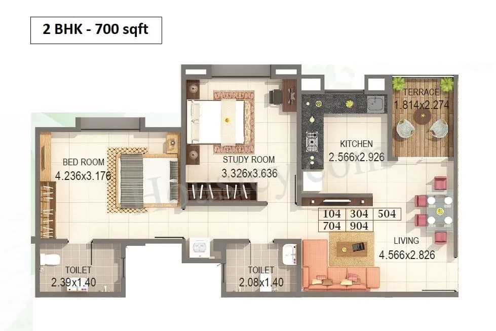 Unit plan - 700 sq.ft.