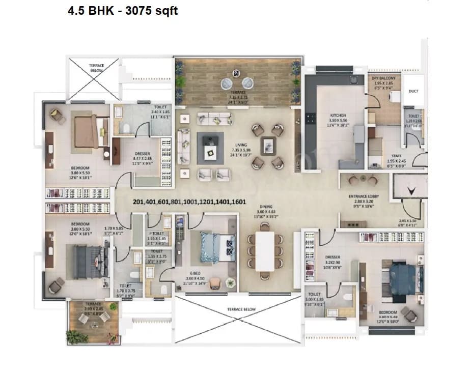 Unit plan - 3075 sq.ft.