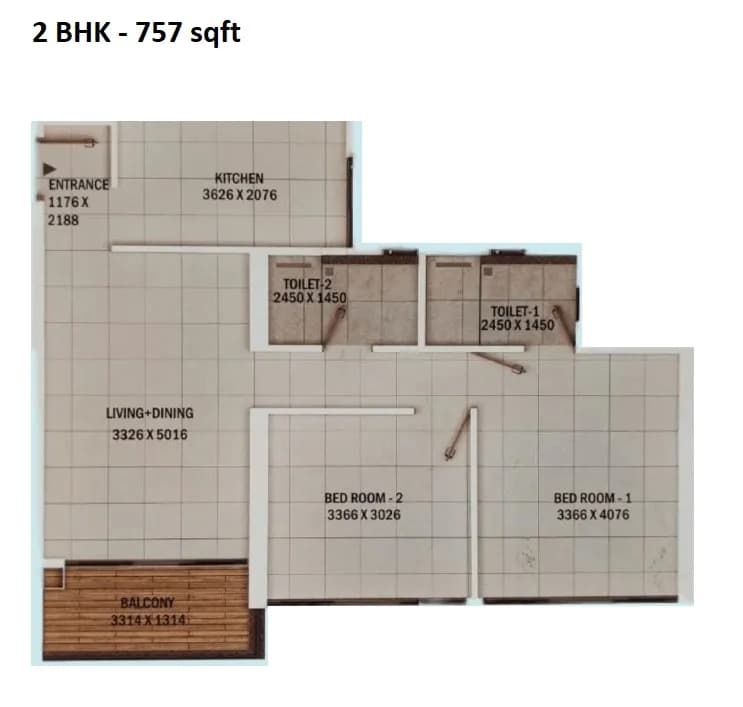 Unit plan - 757 sq.ft.